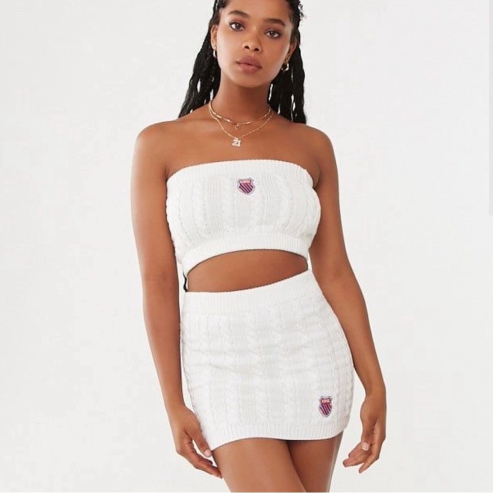 White Knit Mini Skirt - Women